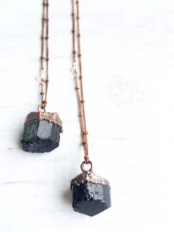 Raw tourmaline necklace | Black tourmaline crystal necklace