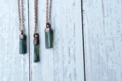 Raw tourmaline necklace | Green tourmaline crystal necklace