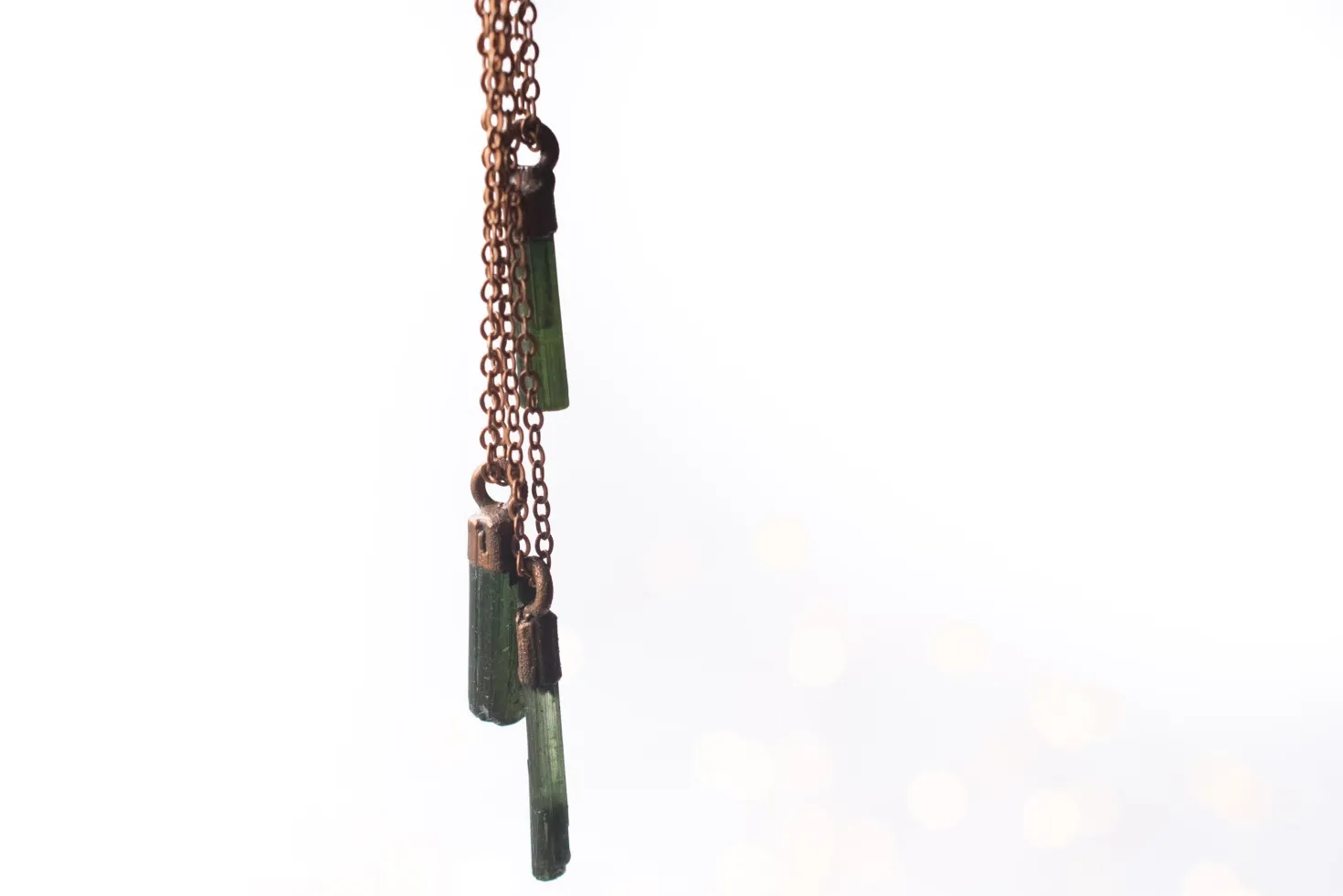 Raw tourmaline necklace | Green tourmaline crystal necklace