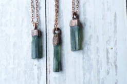 Raw tourmaline necklace | Green tourmaline crystal necklace