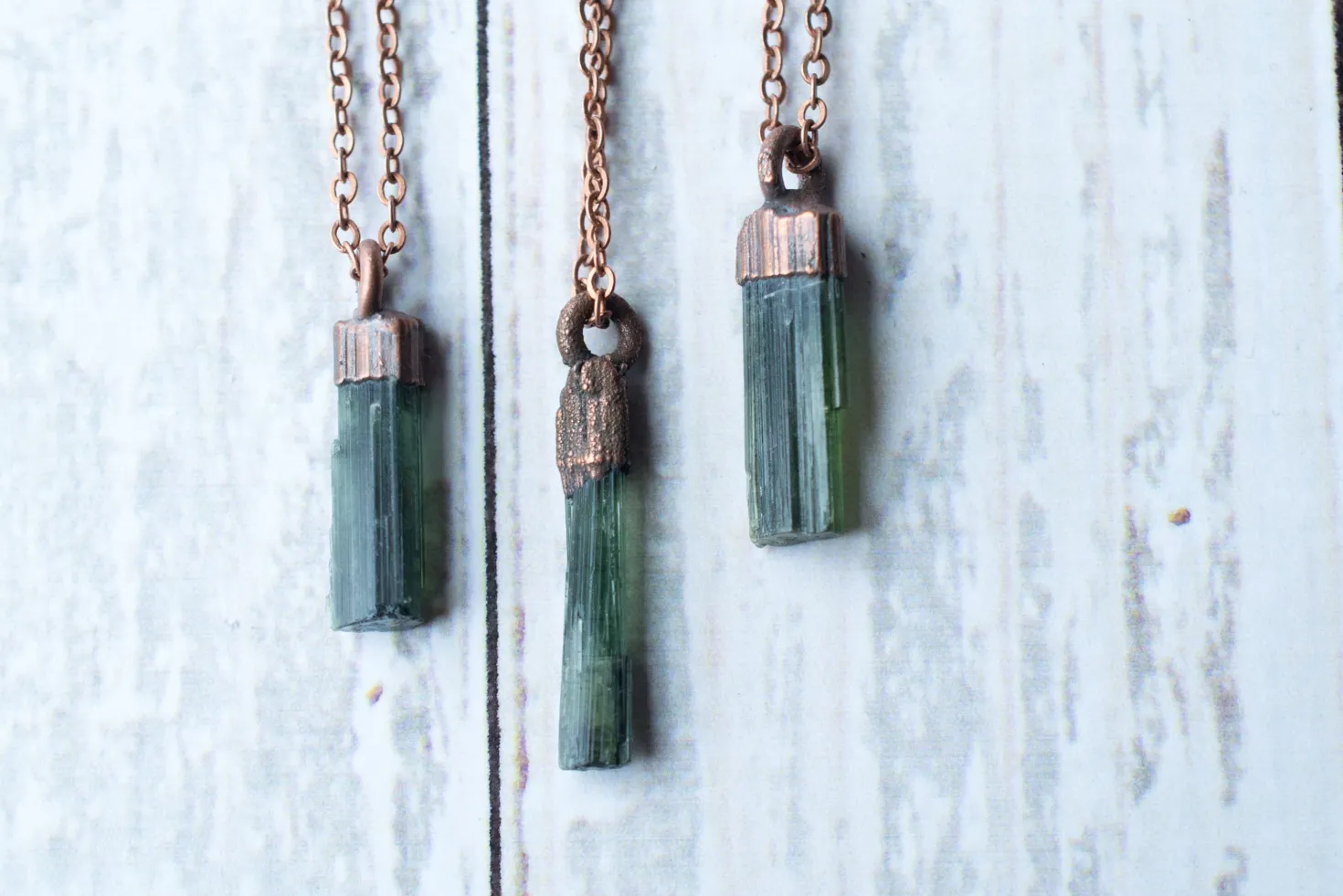 Raw tourmaline necklace | Green tourmaline crystal necklace