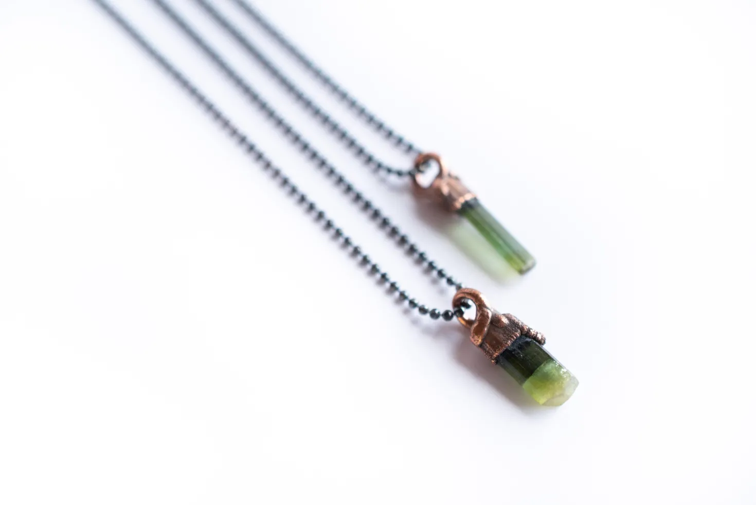 Raw tourmaline necklace | Green tourmaline necklace