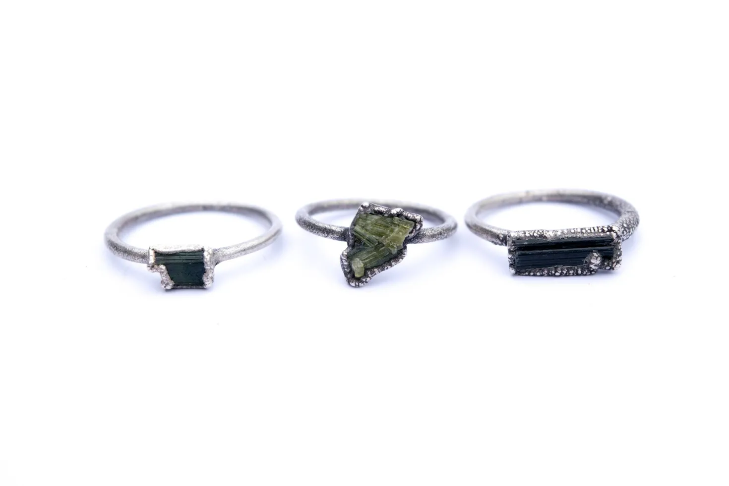 RAW tourmaline ring | Green tourmaline crystal ring