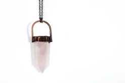 Rose Quartz crystal necklace | Electroformed crystal necklace