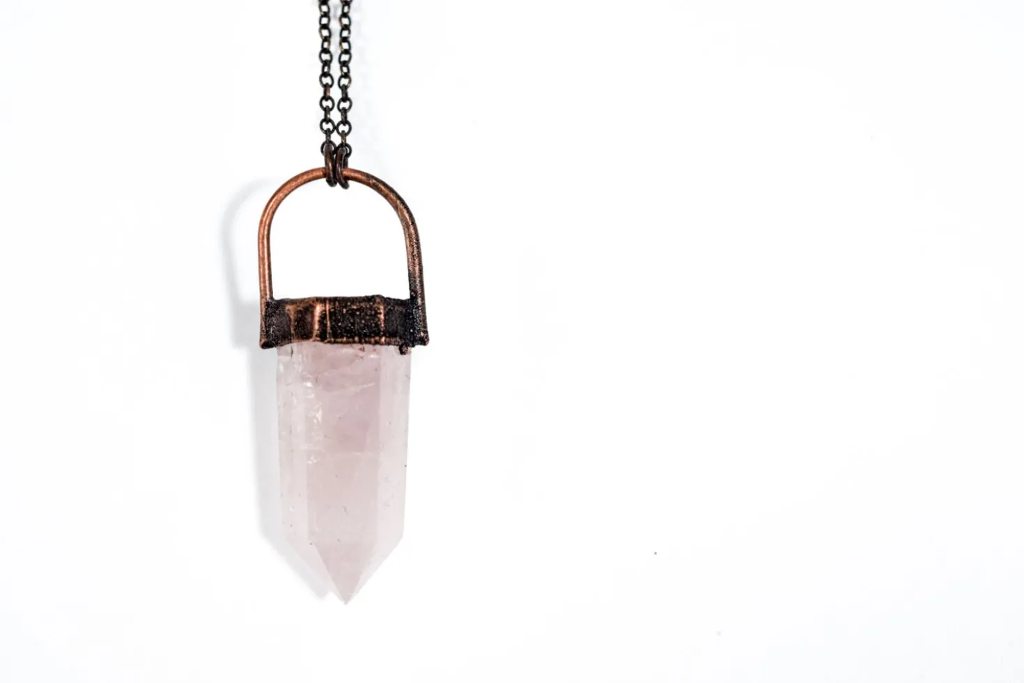 Rose Quartz crystal necklace | Electroformed crystal necklace