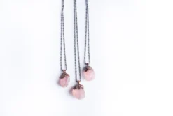 Rose quartz necklace | Electroformed crystal necklace