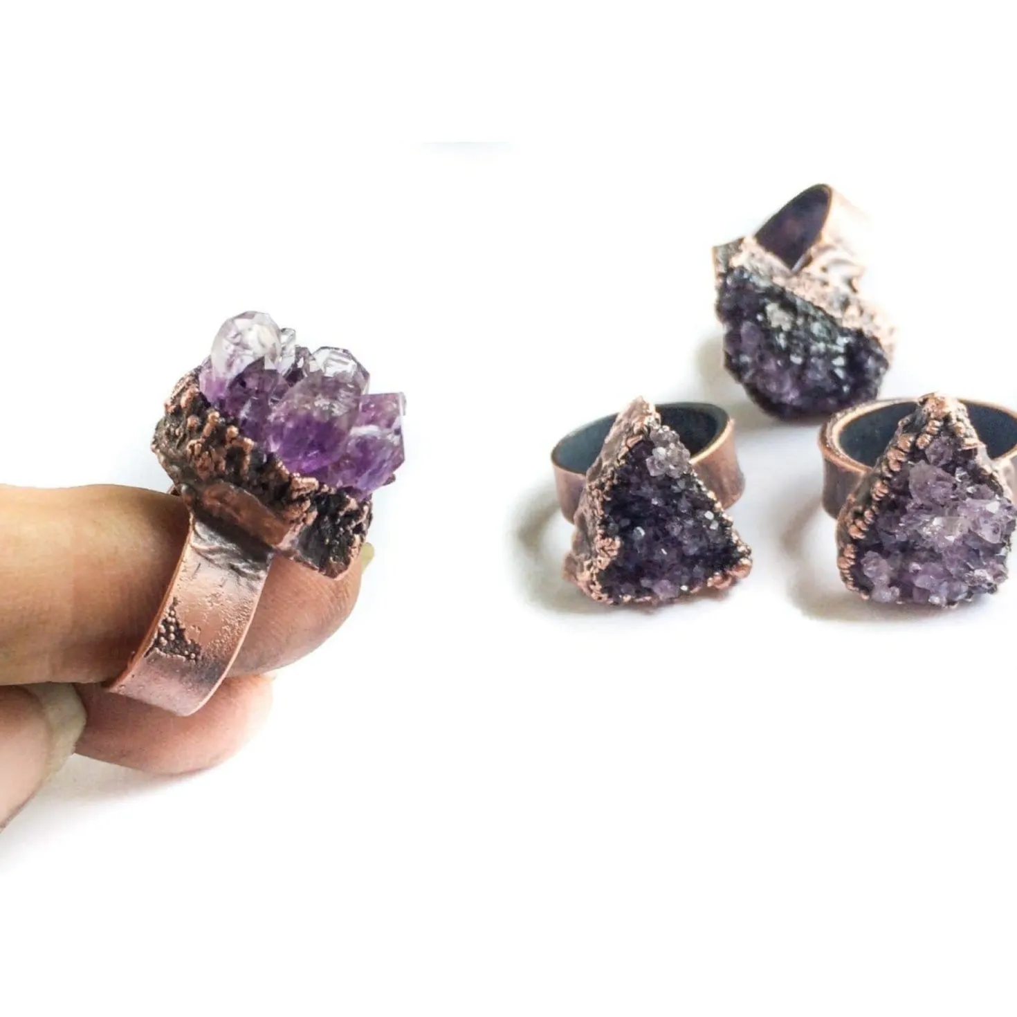 SALE Amethyst druzy ring | Amethyst crystal ring