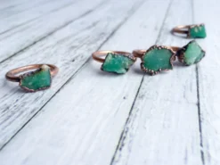 SALE Chrysoprase ring | Raw chrysoprase crystal ring