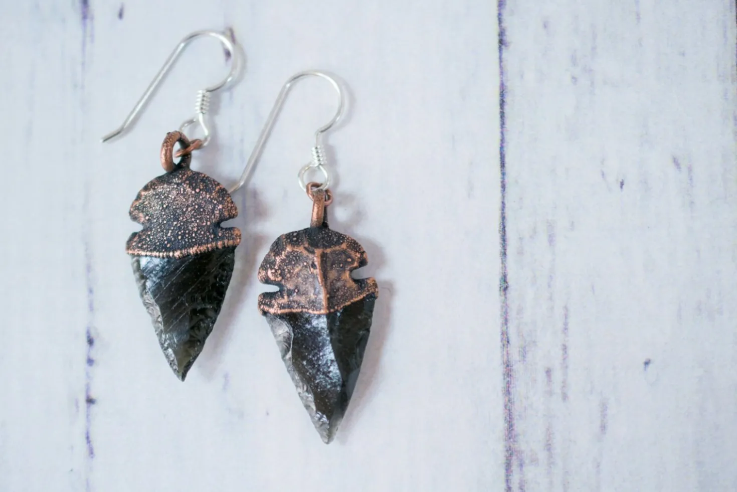 SALE Dragonglass | Obsidian arrowhead earrings