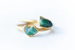 SALE Gold Emerald ring | Rough emerald ring