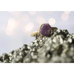 SALE Gold Ruby ring | Red ruby crystal ring