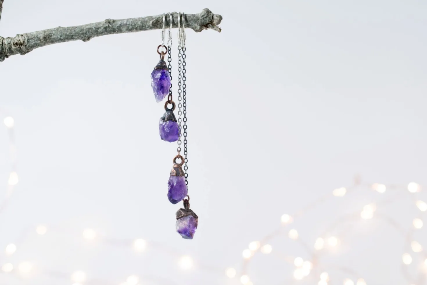 SALE Raw crystal | Amethyst crystal earrings