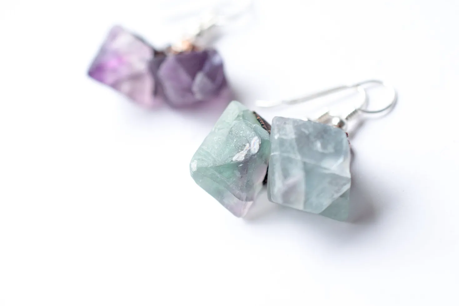 SALE Raw fluorite earrings | Rough fluorite