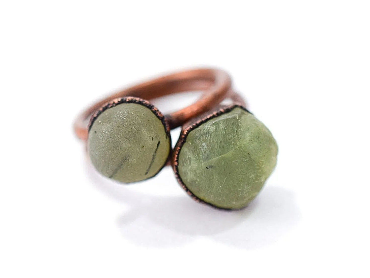SALE Raw Prehnite ring | Prehnite crystal ring