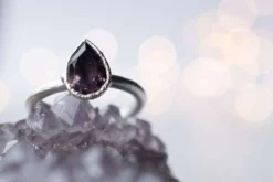 SALE Silver Amethyst statement ring | Amethyst teardrop ring
