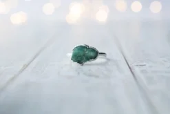 SALE Silver Emerald ring | Rough emerald ring