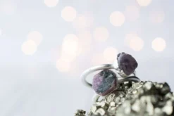 SALE Silver Ruby ring | Red ruby crystal ring