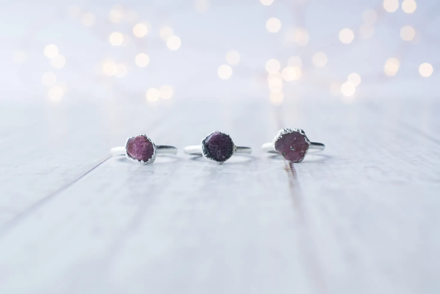 SALE Silver Ruby ring | Red ruby crystal ring