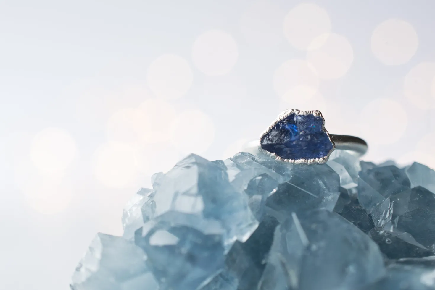 SALE Silver Tanzanite ring | Stone stacking ring