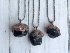 SALE tourmaline necklace | Black tourmaline sterling silver crystal necklace