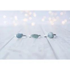Silver Aquamarine crystal ring | Raw aquamarine ring