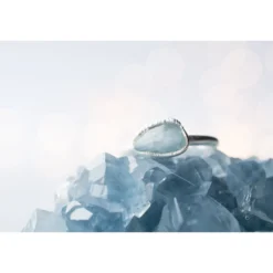 Silver Aquamarine crystal ring | Raw aquamarine ring