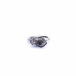 Tibetan crystal ring | Raw anthraxolite crystal ring