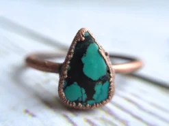 Turquoise ring | Simple stone stacking ring
