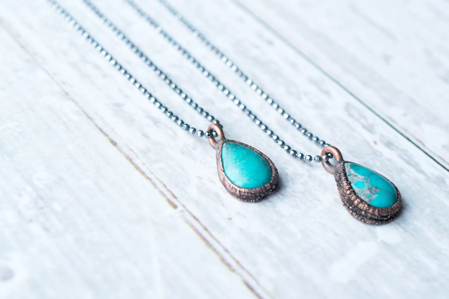 Turquoise teardrop necklace | Raw turquoise jewelry