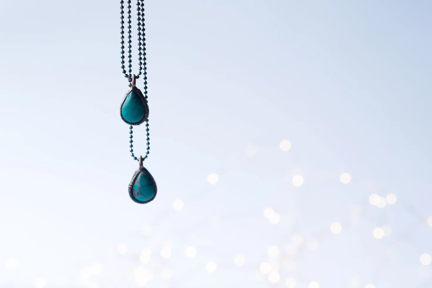 Turquoise teardrop necklace | Raw turquoise jewelry